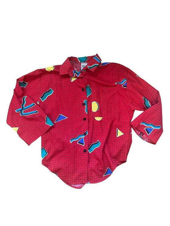 Tops - Geometric Saved by the Bell vintage 90's button up.